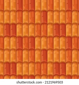 Roof tile texture. Rooftop house material. Repeat roof tile pattern. Classic home exterior roof design. Architecture element, housetop. Building top. Metal profile roof tile. Vector illustration.