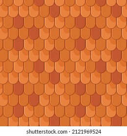 Roof tile texture. Rooftop house material. Repeat roof tile pattern. Classic home exterior roof design. Architecture element, housetop. Building top. Metal profile roof tile. Vector illustration.