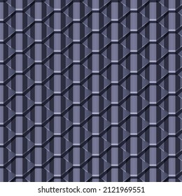 Roof tile texture. Rooftop house material. Repeat roof tile pattern. Classic home exterior roof design. Architecture element, housetop. Building top. Metal profile roof tile. Vector illustration.