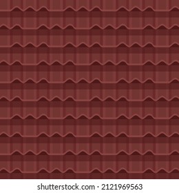 Roof tile texture. Rooftop house material. Repeat roof tile pattern. Classic home exterior roof design. Architecture element, housetop. Building top. Metal profile roof tile. Vector illustration.