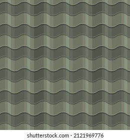 Roof tile texture. Rooftop house material. Repeat roof tile pattern. Classic home exterior roof design. Architecture element, housetop. Building top. Metal profile roof tile. Vector illustration.