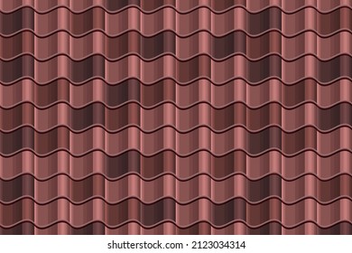 Roof tile texture. Rooftop house material. Repeat roof tile pattern. Classic home exterior roof design. Architecture element, housetop. Building top. Metal profile roof tile. Vector illustration.