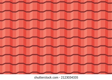 Roof tile texture. Rooftop house material. Repeat roof tile pattern. Classic home exterior roof design. Architecture element, housetop. Building top. Metal profile roof tile. Vector illustration.