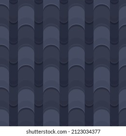 Roof tile texture. Rooftop house material. Repeat roof tile pattern. Classic home exterior roof design. Architecture element, housetop. Building top. Metal profile roof tile. Vector illustration.