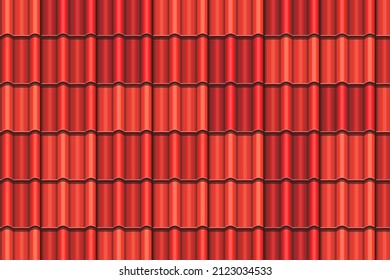 Roof tile texture. Rooftop house material. Repeat roof tile pattern. Classic home exterior roof design. Architecture element, housetop. Building top. Metal profile roof tile. Vector illustration.