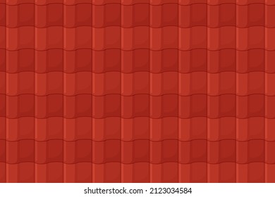 Roof tile texture. Rooftop house material. Repeat roof tile pattern. Classic home exterior roof design. Architecture element, housetop. Building top. Metal profile roof tile. Vector illustration.