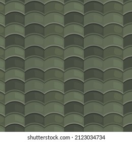 Roof tile texture. Rooftop house material. Repeat roof tile pattern. Classic home exterior roof design. Architecture element, housetop. Building top. Metal profile roof tile. Vector illustration.