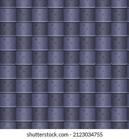 Roof tile texture. Rooftop house material. Repeat roof tile pattern. Classic home exterior roof design. Architecture element, housetop. Building top. Metal profile roof tile. Vector illustration.