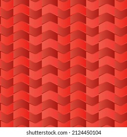 Roof tile texture. Rooftop house material. Repeat roof tile pattern. Classic home exterior roof design. Architecture element, housetop. Building top. Metal profile roof tile. Vector illustration.