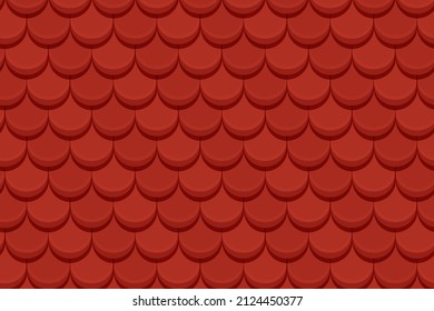 Roof tile texture. Rooftop house material. Repeat roof tile pattern. Classic home exterior roof design. Architecture element, housetop. Building top. Metal profile roof tile. Vector illustration.