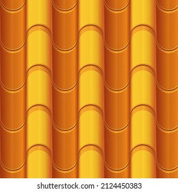 Roof tile texture. Rooftop house material. Repeat roof tile pattern. Classic home exterior roof design. Architecture element, housetop. Building top. Metal profile roof tile. Vector illustration.
