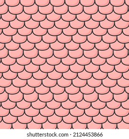 Roof tile texture. Rooftop house material. Repeat roof tile pattern. Classic home exterior roof design. Architecture element, housetop. Building top. Metal profile roof tile. Vector illustration.
