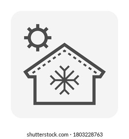 Roof tile and thermal insulation for house to show prevent heat temperature from the outside, vector icon design.