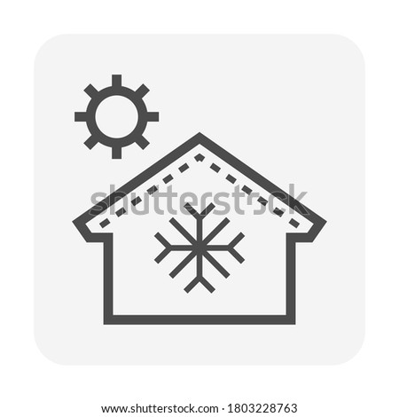 Roof tile and thermal insulation for house to show prevent heat temperature from the outside, vector icon design.