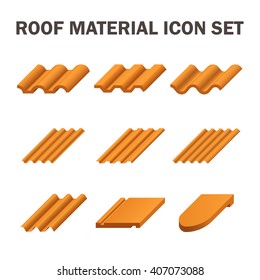 Roof tile vector. Consist of many shape and texture i.e. wave, wavy and sheet. Many material i.e. clay, metal, ceramic, terracotta, steel and shingle. For house cover, decoration and construction.
