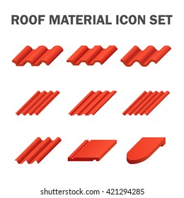 Roof tile vector. Consist of many shape and texture i.e. wave, wavy and sheet. Many material i.e. clay, metal, ceramic, terracotta, steel and shingle. For house cover, decoration and construction.