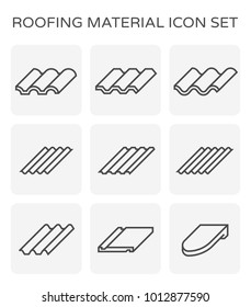 Roof Tile Vector Icon. Consist Of Many Shape And Texture Surface I.e. Wave, Wavy And Sheet. Many Material I.e. Clay, Metal, Ceramic, Terracotta, Steel And Shingle. For House Cover And Construction.