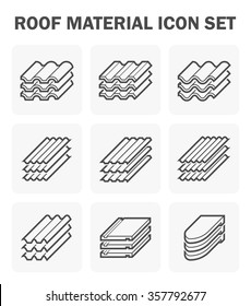 Roof Tile Vector Icon. Consist Of Many Shape And Texture Surface I.e. Wave, Wavy And Sheet. Many Material I.e. Clay, Metal, Ceramic, Terracotta, Steel And Shingle. For House Cover And Construction.