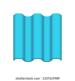 Roof tile vector icon. Made from material i.e. terracotta, slate, metal, steel, ceramic, concrete, plastic, clay or fiberglass. For cover, decoration and construction at top of house or building.