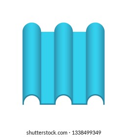 Roof tile vector icon. Made from material i.e. terracotta, slate, metal, steel, ceramic, concrete, plastic, clay or fiberglass. For cover, decoration and construction at top of house or building.