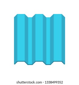 Roof tile vector icon. Made from material i.e. terracotta, slate, metal, steel, ceramic, concrete, plastic, clay or fiberglass. For cover, decoration and construction at top of house or building.