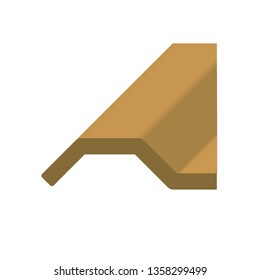 Roof tile vector icon. Made from material i.e. terracotta, slate, metal, steel, ceramic, concrete, plastic, clay or fiberglass. For cover, decoration and construction at top of house or building.