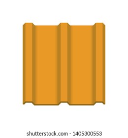 Roof tile vector icon. Made from material i.e. terracotta, slate, metal, steel, ceramic, concrete, plastic, clay or fiberglass. For cover, decoration and construction at top of house or building.