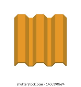 Roof tile vector icon. Made from material i.e. terracotta, slate, metal, steel, ceramic, concrete, plastic, clay or fiberglass. For cover, decoration and construction at top of house or building.