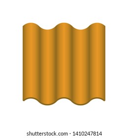 Roof tile vector icon. Made from material i.e. terracotta, slate, metal, steel, ceramic, concrete, plastic, clay or fiberglass. For cover, decoration and construction at top of house or building.