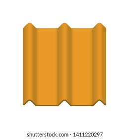 Roof tile vector icon. Made from material i.e. terracotta, slate, metal, steel, ceramic, concrete, plastic, clay or fiberglass. For cover, decoration and construction at top of house or building.