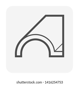 Roof tile vector icon. Made from material i.e. terracotta, slate, metal, steel, ceramic, concrete, plastic, clay or fiberglass. For cover, decoration and construction at top of house or building.