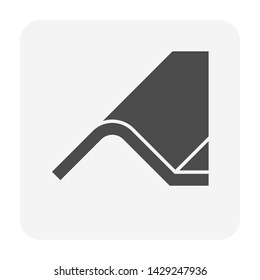 Roof tile vector icon. Made from material i.e. terracotta, slate, metal, steel, ceramic, concrete, plastic, clay or fiberglass. For cover, decoration and construction at top of house or building.