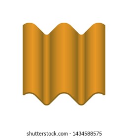 Roof tile vector icon. Made from material i.e. terracotta, slate, metal, steel, ceramic, concrete, plastic, clay or fiberglass. For cover, decoration and construction at top of house or building.