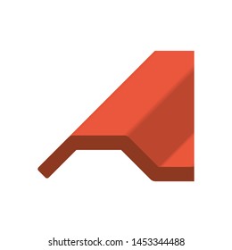 Roof tile vector icon. Made from material i.e. terracotta, slate, metal, steel, ceramic, concrete, plastic, clay or fiberglass. For cover, decoration and construction at top of house or building.