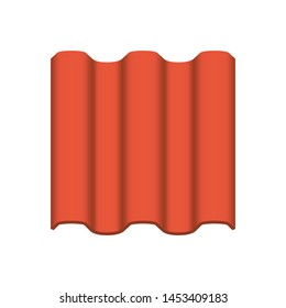 Roof tile vector icon. Made from material i.e. terracotta, slate, metal, steel, ceramic, concrete, plastic, clay or fiberglass. For cover, decoration and construction at top of house or building.