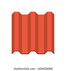 Roof tile vector icon. Made from material i.e. terracotta, slate, metal, steel, ceramic, concrete, plastic, clay or fiberglass. For cover, decoration and construction at top of house or building.