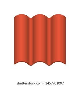 Roof tile vector icon. Made from material i.e. terracotta, slate, metal, steel, ceramic, concrete, plastic, clay or fiberglass. For cover, decoration and construction at top of house or building.