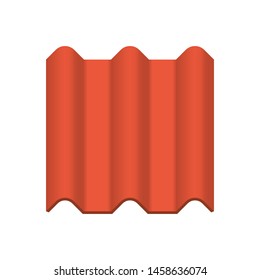 Roof tile vector icon. Made from material i.e. terracotta, slate, metal, steel, ceramic, concrete, plastic, clay or fiberglass. For cover, decoration and construction at top of house or building.