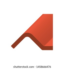 Roof tile vector icon. Made from material i.e. terracotta, slate, metal, steel, ceramic, concrete, plastic, clay or fiberglass. For cover, decoration and construction at top of house or building.