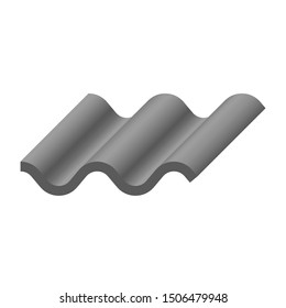 Roof tile vector icon. Made from material i.e. terracotta, slate, metal, steel, ceramic, concrete, plastic, clay or fiberglass. For cover, decoration and construction at top of house or building.