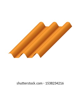 Roof tile vector icon. Made from material i.e. terracotta, slate, metal, steel, ceramic, concrete, plastic, clay or fiberglass. For cover, decoration and construction at top of house or building.