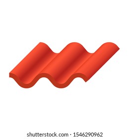 Roof tile vector icon. Made from material i.e. terracotta, slate, metal, steel, ceramic, concrete, plastic, clay or fiberglass. For cover, decoration and construction at top of house or building.