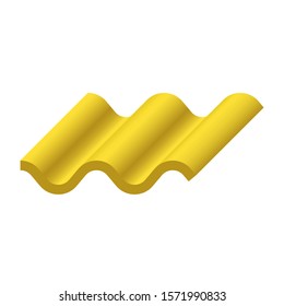 Roof tile vector icon. Made from material i.e. terracotta, slate, metal, steel, ceramic, concrete, plastic, clay or fiberglass. For cover, decoration and construction at top of house or building.