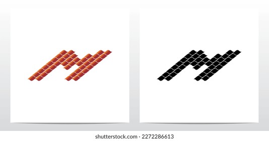 Roof Tiles Forming Letter Logo Design M