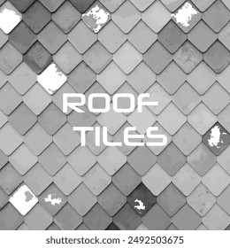 Roof tiles grey vector design background cover