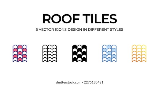 roof tiles Icon Design in Five style with Editable Stroke. Line, Solid, Flat Line, Duo Tone Color, and Color Gradient Line. Suitable for Web Page, Mobile App, UI, UX and GUI design.