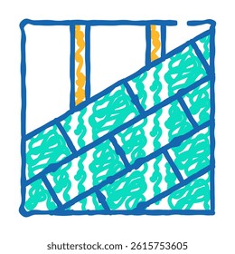 roof tiles laying doodle icon sketch vector. roof tiles laying sign. isolated symbol illustration