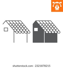 Roof tiles line and solid icon, outline style icon for web site or mobile app, construction and building, pantile vector icon, simple vector illustration, vector graphics with editable strokes.