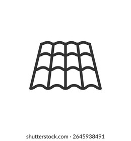 Roof tiles, linear icon. Construction materials for roofing. Line with editable stroke.