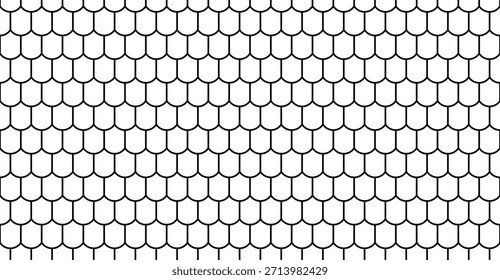Teto azulejos padrão sem costura. Vista superior de textura plana. Contorno simples ondulado preto e branco para design de construção.
